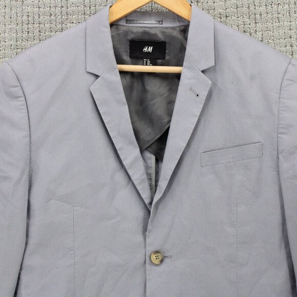H&M Blazer Mens Size 40R Gray Solid Casual Two Button Front Lined Formal Wear - Picture 5 of 9